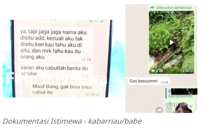 Oknum Wartawan Senior Minta Cabut Berita PT KAS Buang Limbah Pada Wartawan Kabarriau