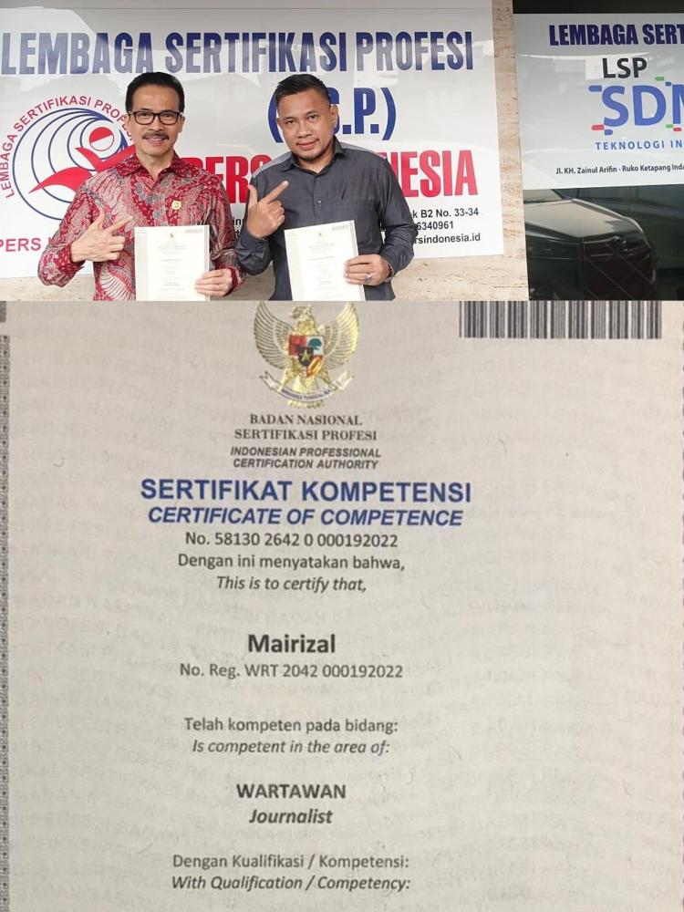 BNSP dan LSP Pers Indonesia Resmi Terbitkan Sertifikat Kompetensi Wartawan