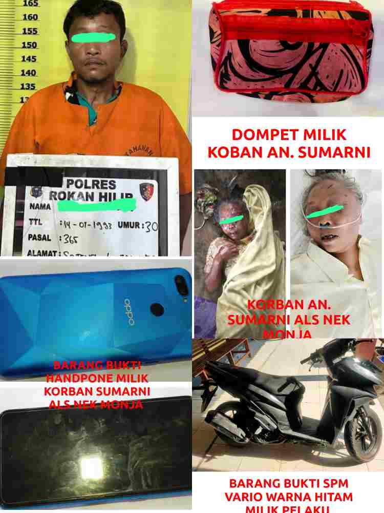 Sadis ! Nenek ini Dianiaya Hingga Tewas, Lalu Gasak Barang Miliknya, Pelaku di Bekuk Resmob Rohil