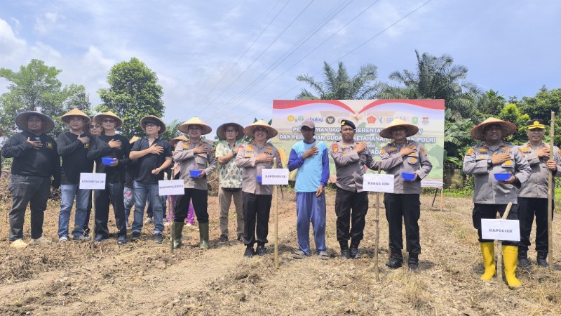 Dukung Penuh Ketahanan Pangan Nasional, Polresta Pekanbaru Tanam Jagung di Payung Sekaki