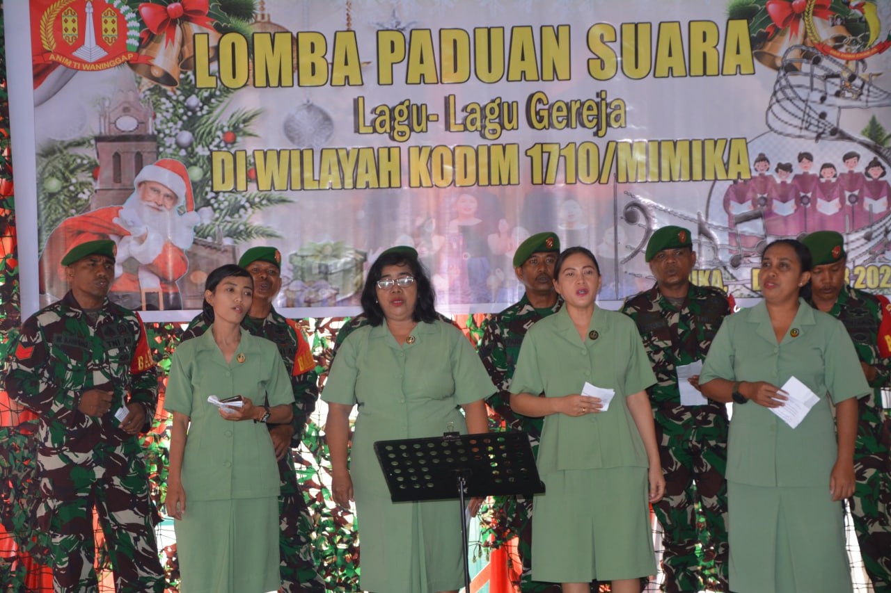 Menyambut Bulan Kasih Natal 2023, Kodim 1710/Mimika Gelar Lomba Paduan Suara