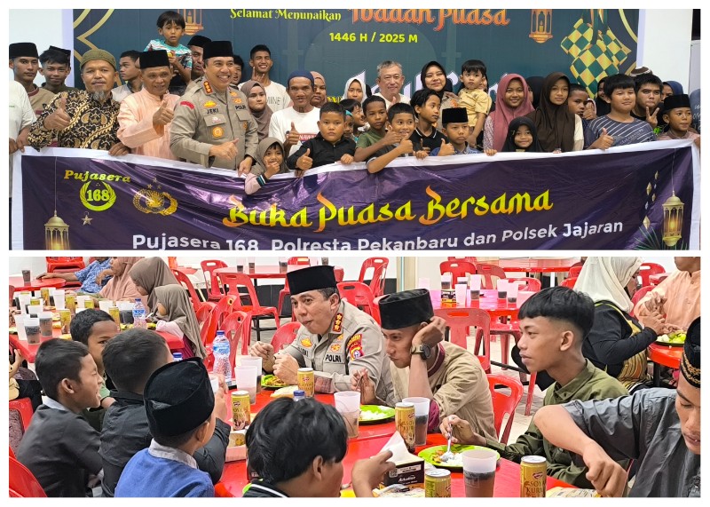 Puluhan Anak Yatim Hadiri Bukber Bersama Polresta Pekanbaru dan Polsek Senapelan