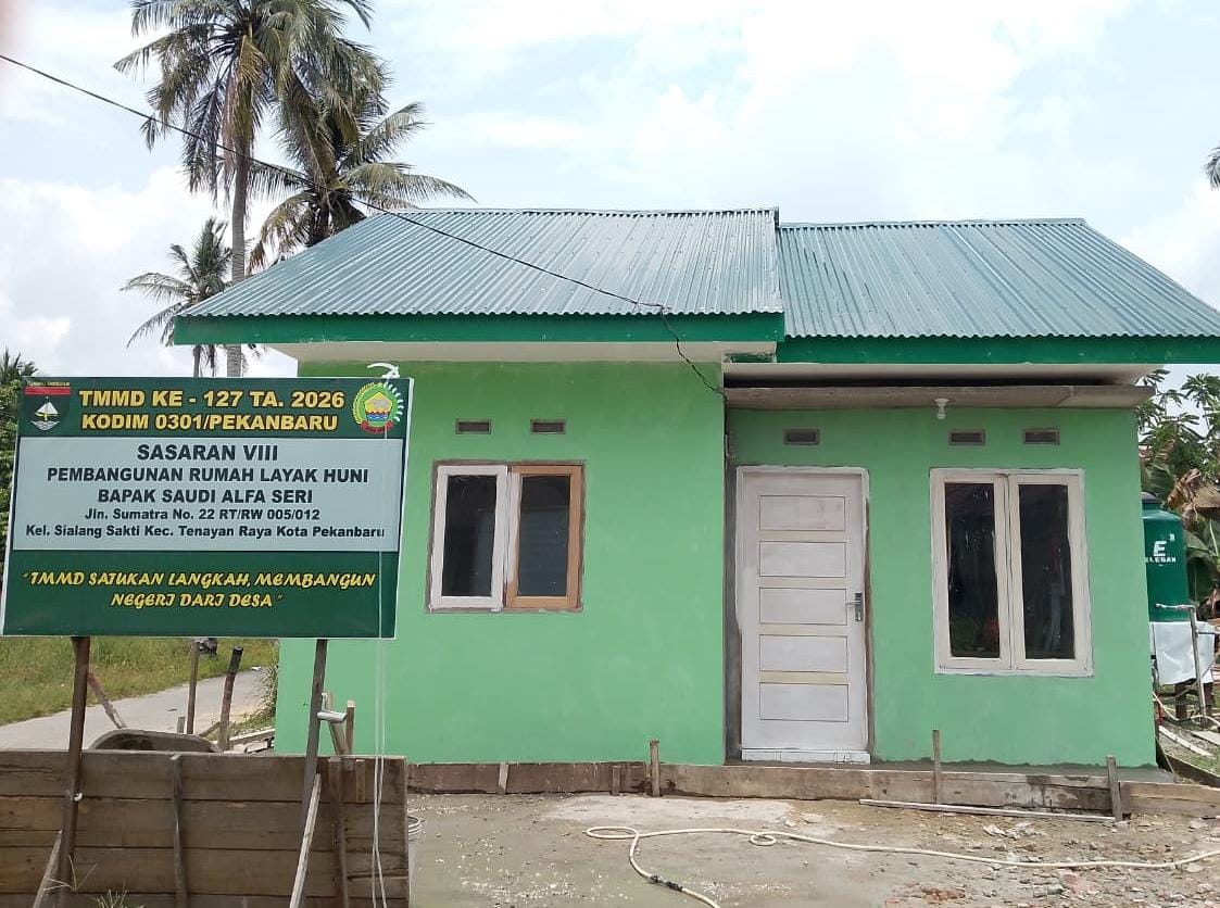 Empat RTLH Program TMMD ke-127 Kodim 0301/Pekanbaru Tampil Sejuk dengan Warna Hijau