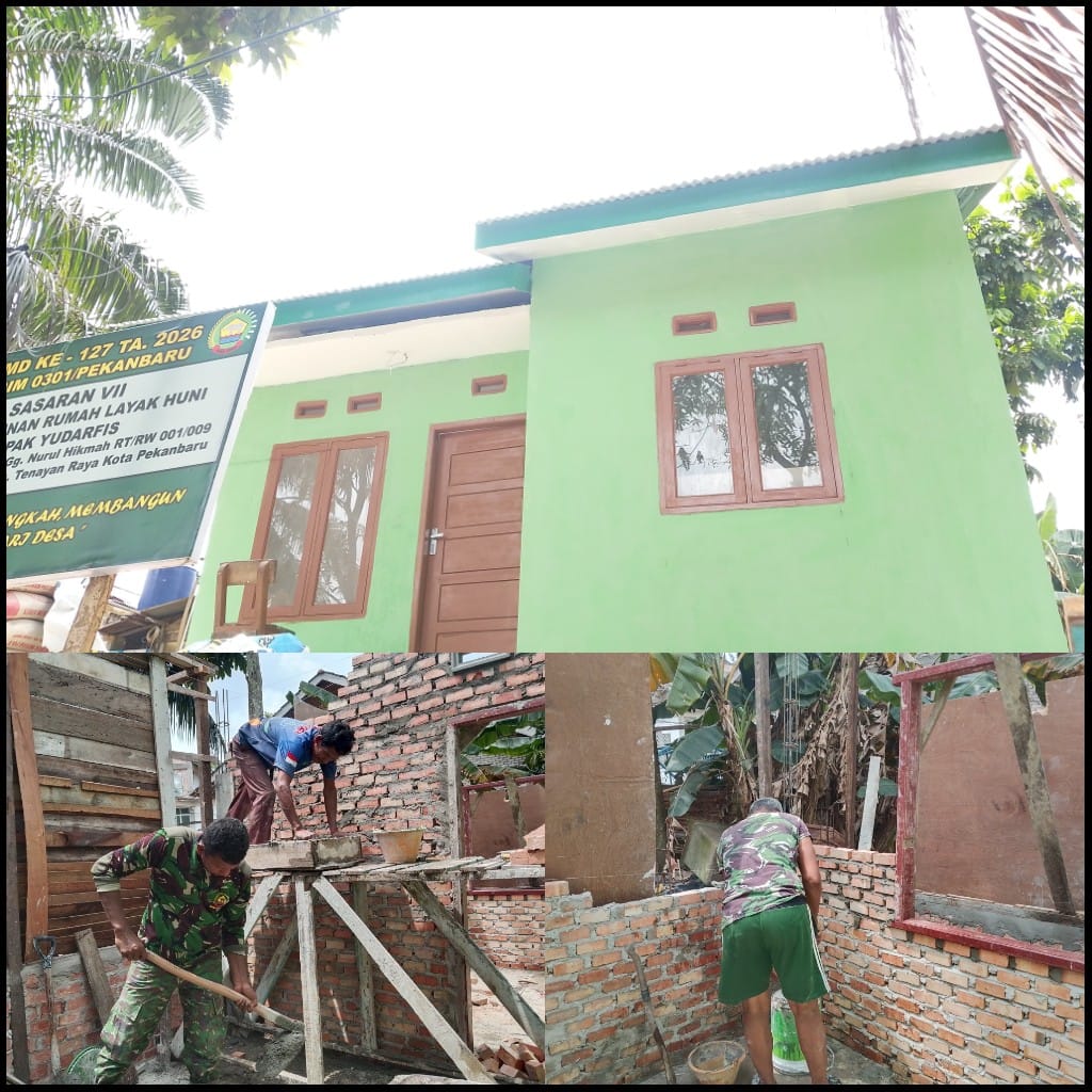 Progres 92 Persen, Satgas TMMD Kodim 0301/Pekanbaru Kebut Pembangunan RTLH Almarhum Yudarfis