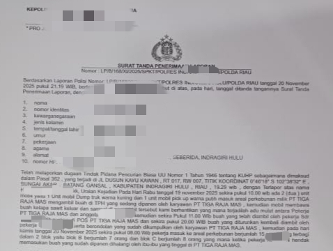 Tindak Lanjut Laporan Polisi Dinilai Lamban, Manajemen PT TRM Koordinasi ke Ditreskrimum Polda Riau