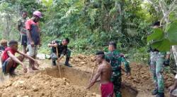 Proses Pemakaman Jenazah Warga di Perbatasan, Dibantu Personel Satgas Yonif 126/KC