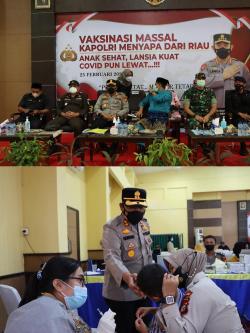 Kapolri Pimpin Vaksinasi Serentak Seluruh Indonesia, 7000 Lansia dan Anak SD di Rohil Suntik Vaksin