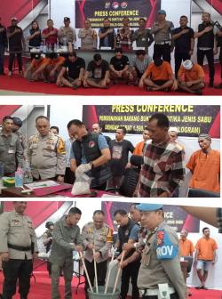 Ungkap 4 Kasus, 8 Orang Tersangka, Polres Rohil  Musnahkan 1,5 Kg Sabu Sabu 